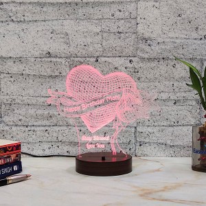Rose with Heart Led Lamp - Home Decor