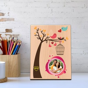 Love Birds Wooden Photo Frame - Personalised Photo Frames Gifts