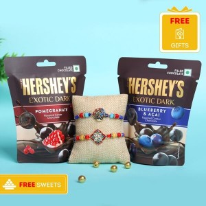 Designer Beads Rakhis N Hershey Exotic Dark Combo - With Chocolates