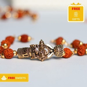 Mystical Ganesha Rudraksha Rakhi - Single Rakhi