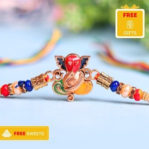Vibrant Ganesha Beads Rakhi - Single Rakhi