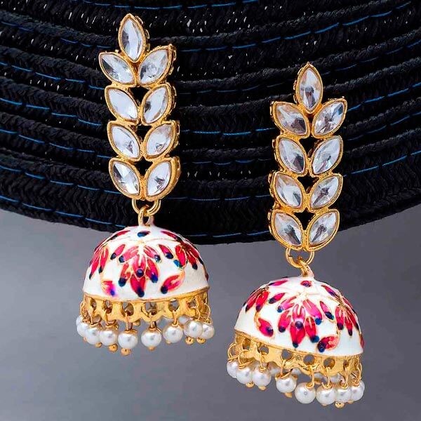 Gold Plated Pink Drop Earrings - Silver Palace